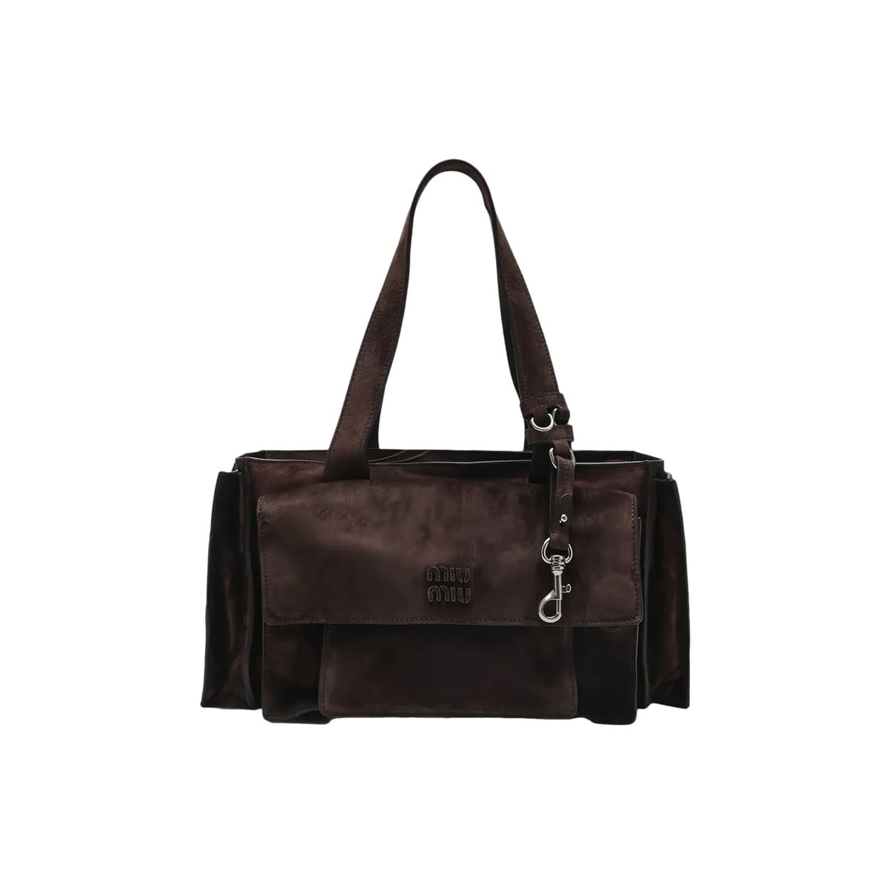 Miu Miu Utilitaire Suede Shopping Bag 'Dark Brown'