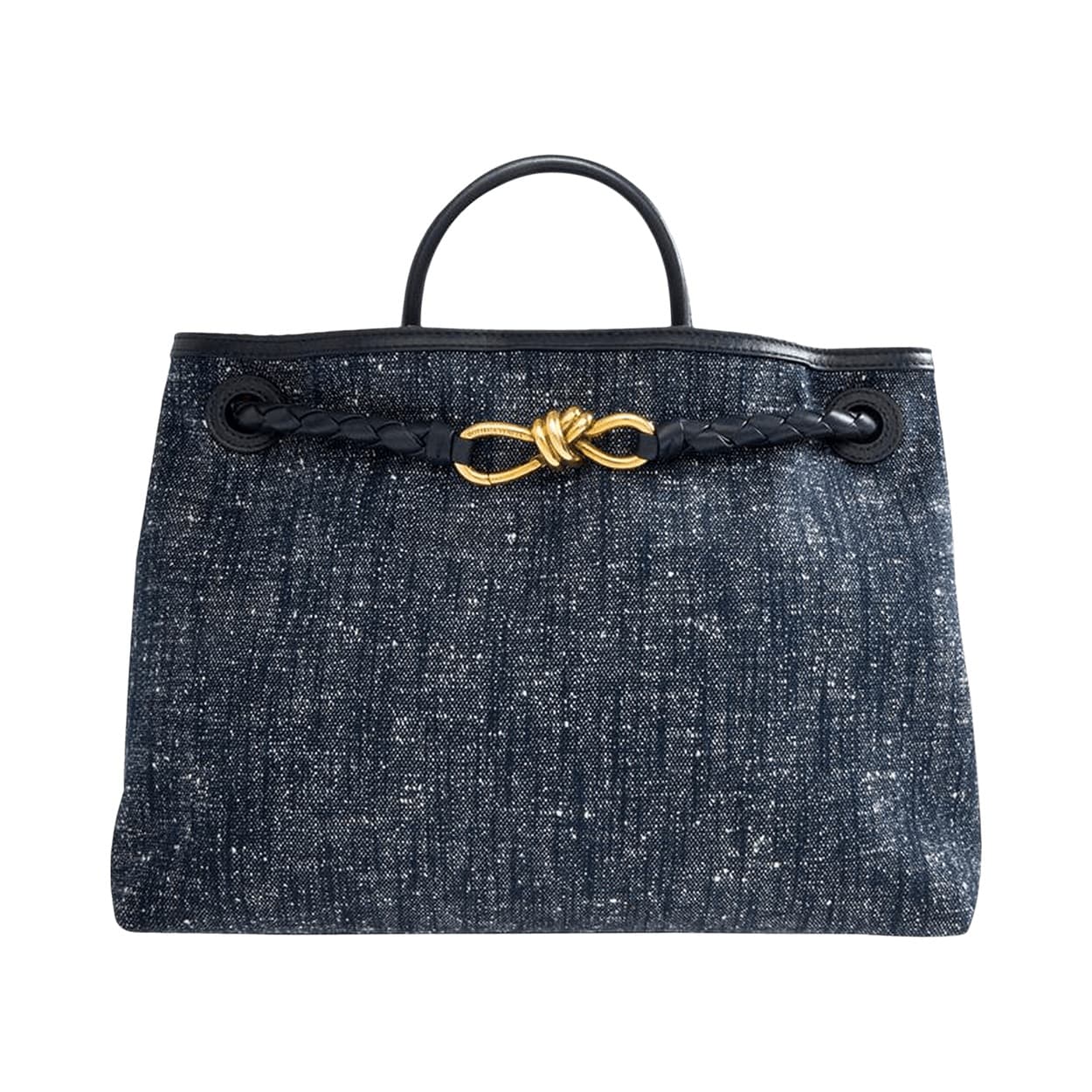 Bottega Veneta Medium Andiamo Denim Bag 'Navy/White/Orange'